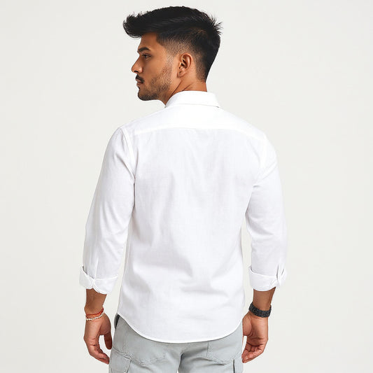 Cotton Linen Blend Collar Shirt