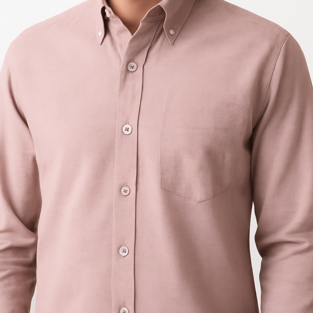 Pastel Pink Linen Cotton Blend Shirt